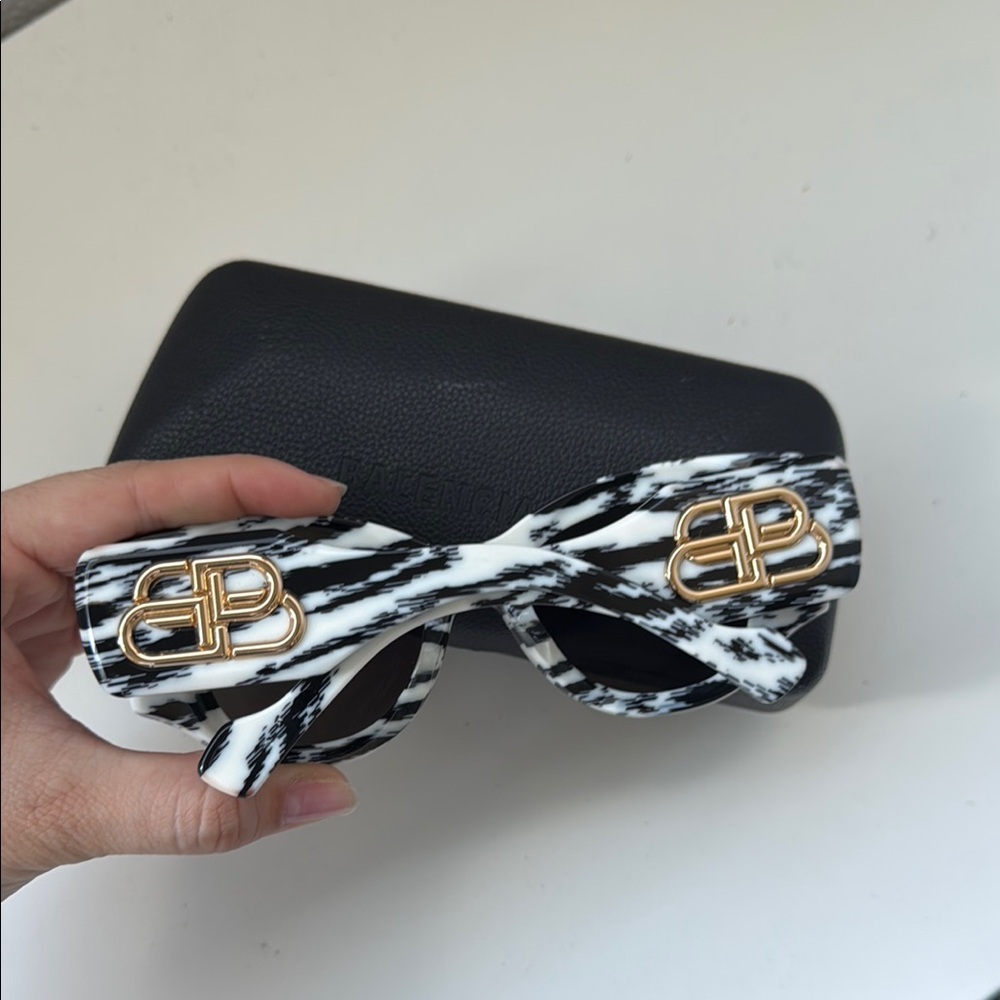 Balenciaga Black and White Patterned Glasses